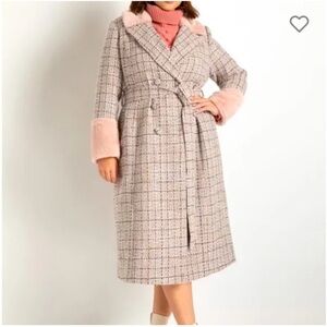 BNWT Eloquii Tweed Coat with faux fur collar Sz 18/20